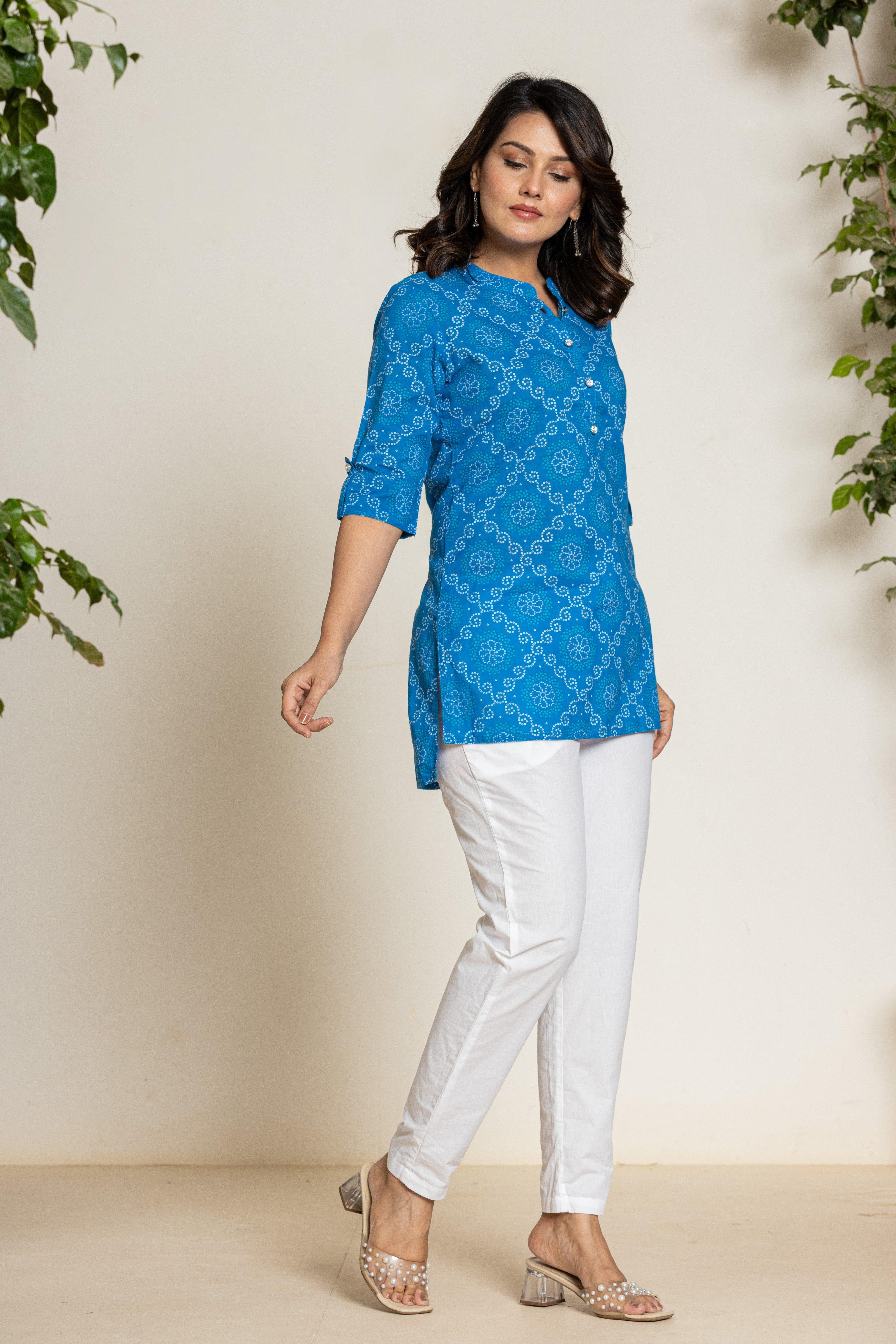 Women Bandhani Print Premium Pima Cotton Kurti