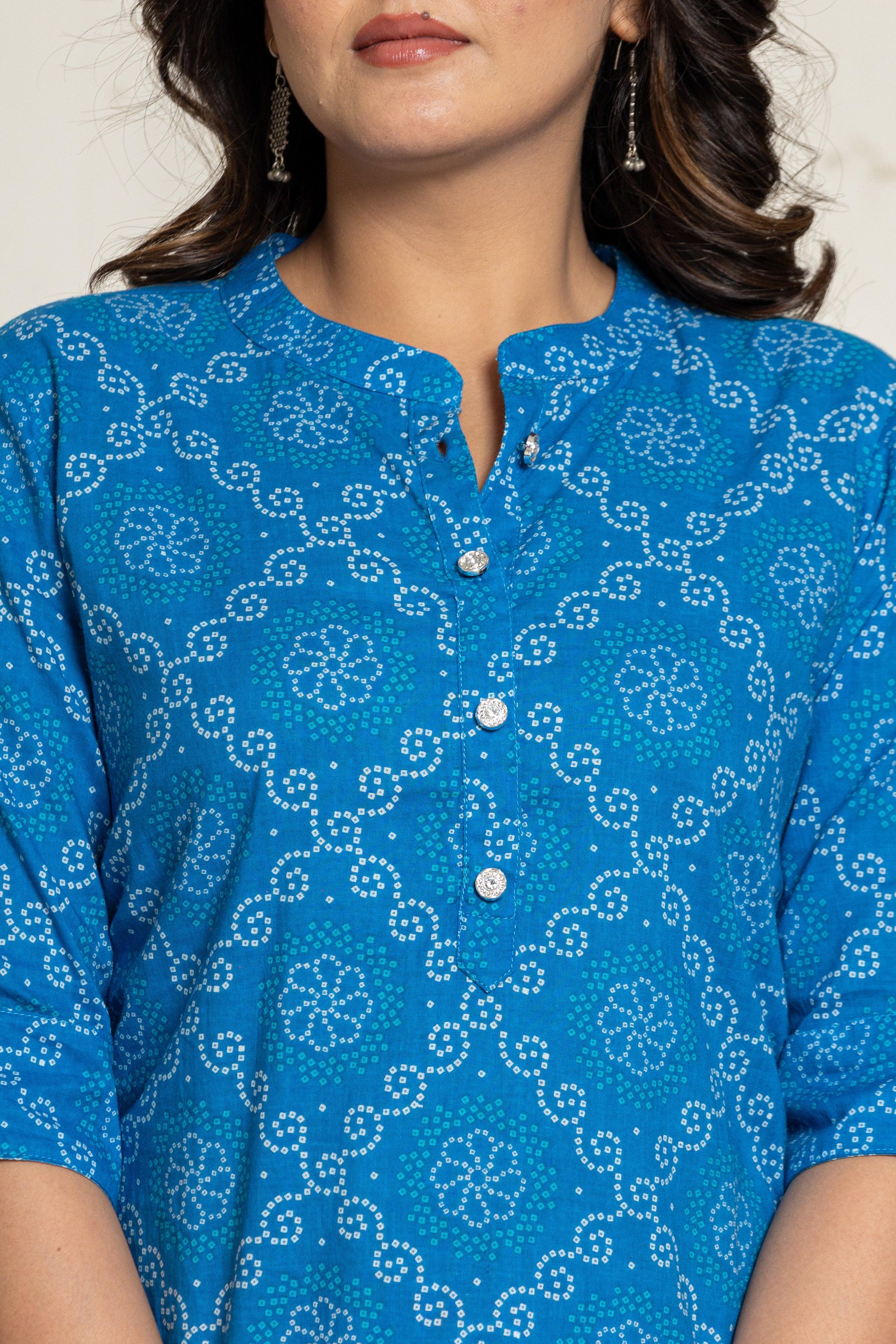 Women Bandhani Print Premium Pima Cotton Kurti