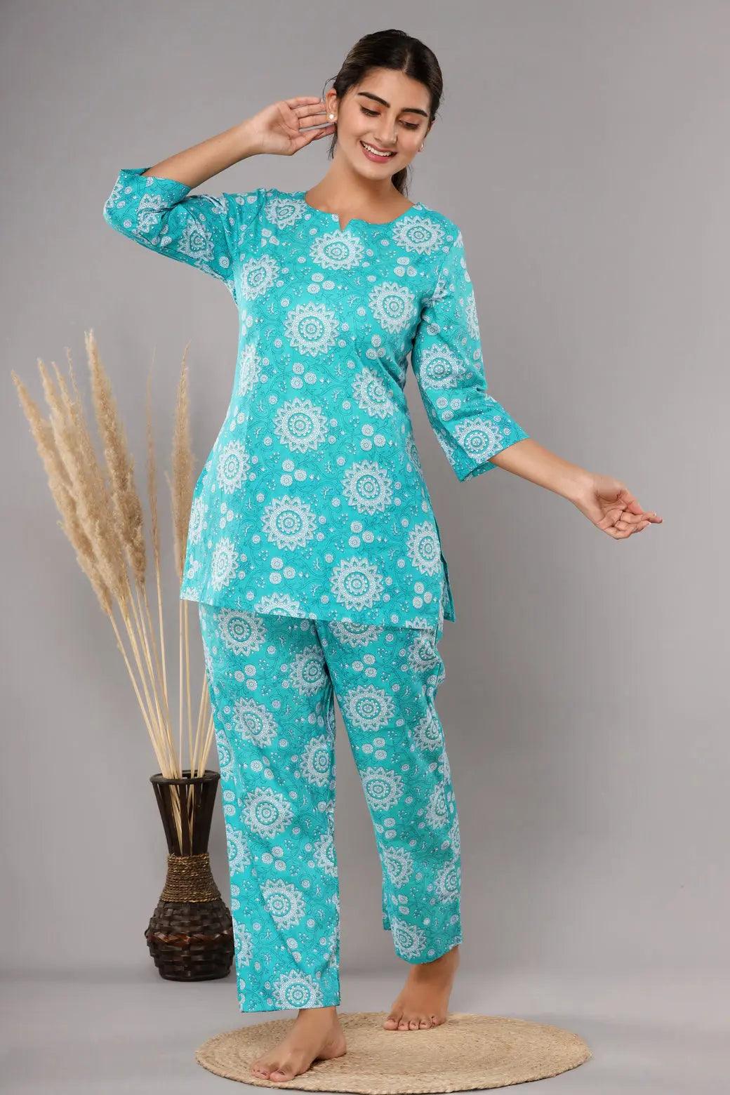 Floral Printed Pure Cotton Co-Ord Set ROOPWATI FASHION