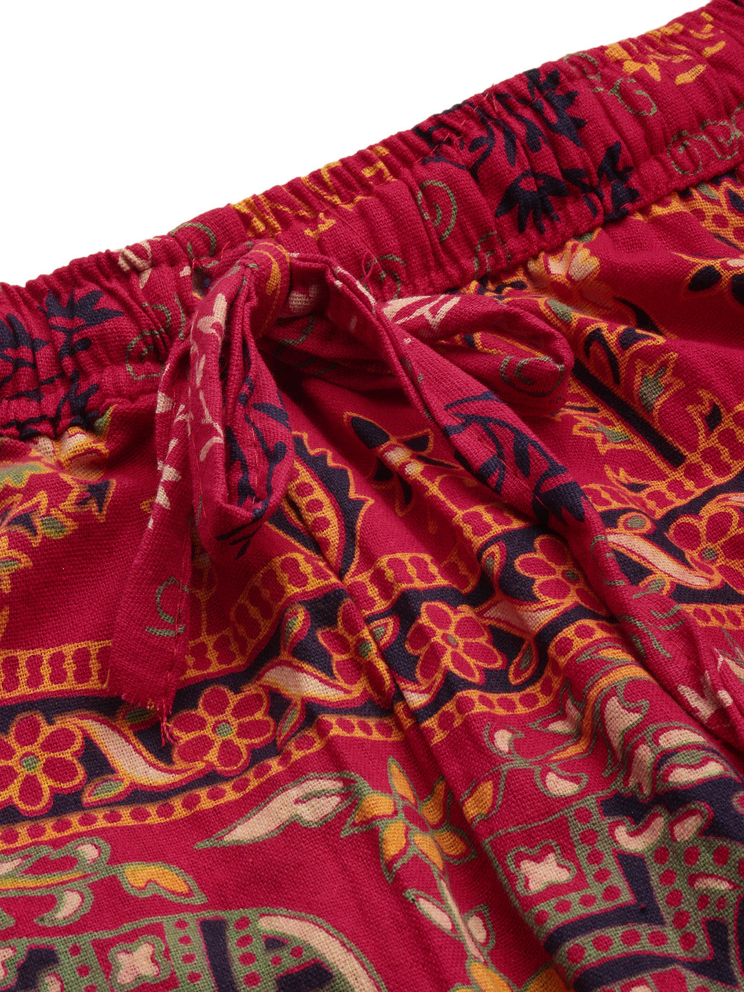 Women Red & White Ethnic Motifs Print Flared Palazzos ROOPWATI FASHION