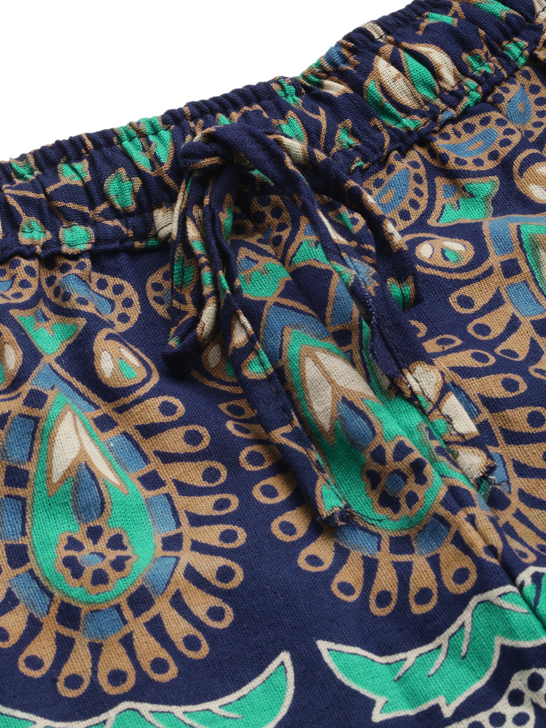 Women Green & Navy Blue Ethnic Motifs Print Flared Palazzos ROOPWATI FASHION