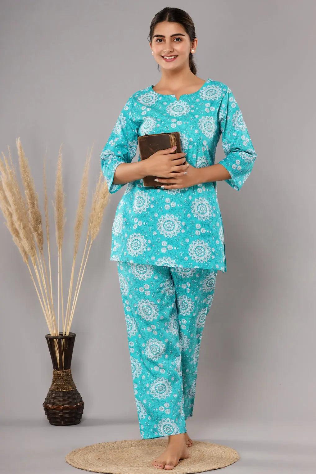 Floral Printed Pure Cotton Co-Ord Set ROOPWATI FASHION