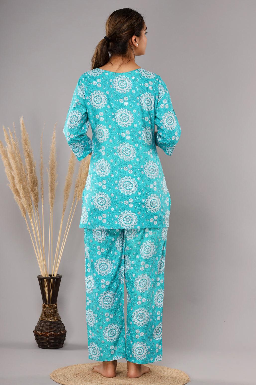 Floral Printed Pure Cotton Co-Ord Set ROOPWATI FASHION