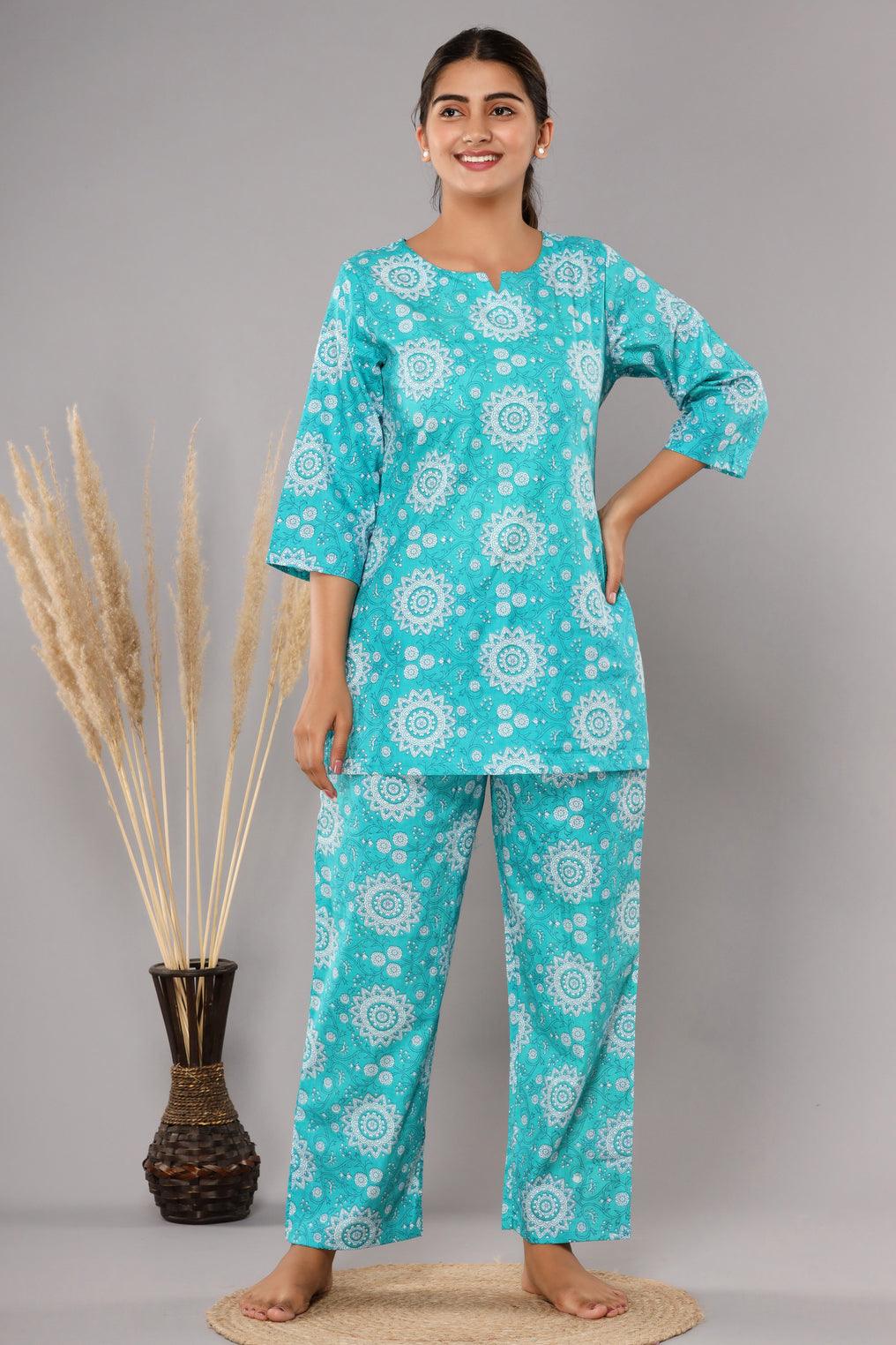Floral Printed Pure Cotton Co-Ord Set ROOPWATI FASHION