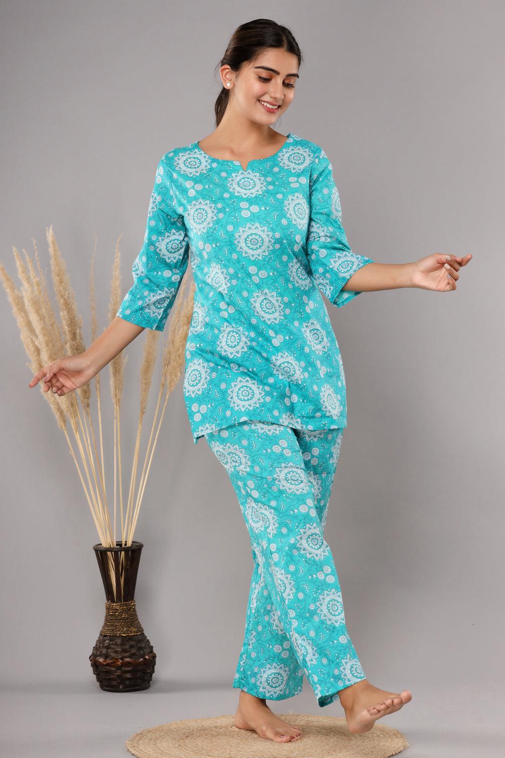 Floral Printed Pure Cotton Co-Ord Set ROOPWATI FASHION