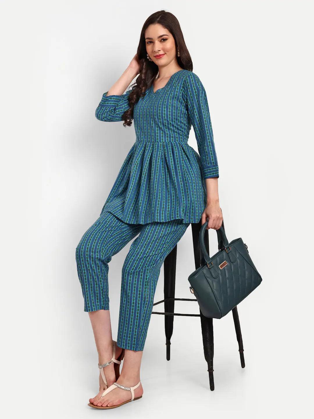 Women Floral Printed Regular Pure Cotton Kurti with Palazzos ROOPWATI FASHION