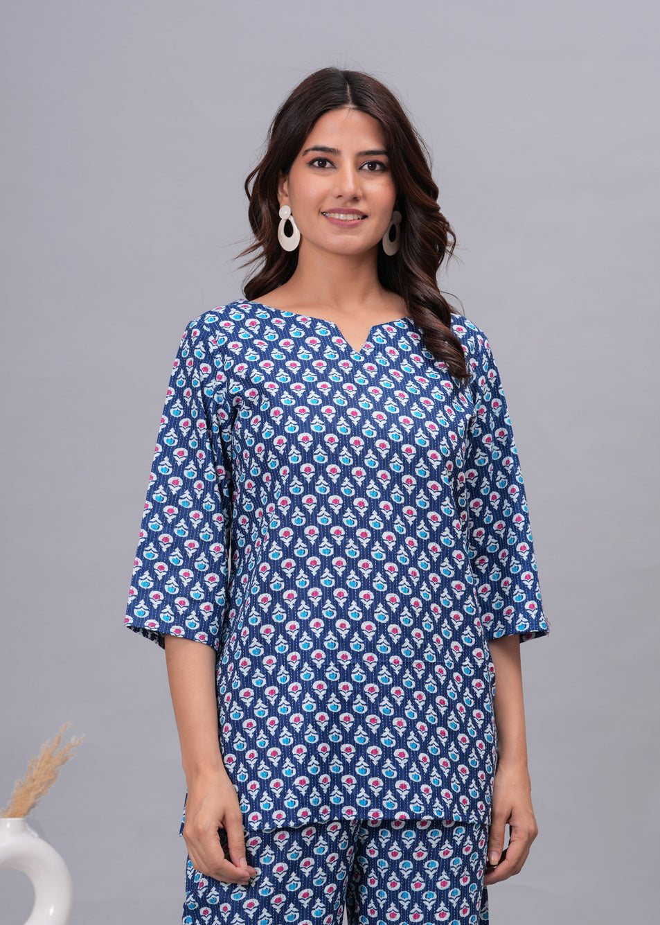 Women Blue & Multi-coloured Printed Pure Cotton Co-Ord Set