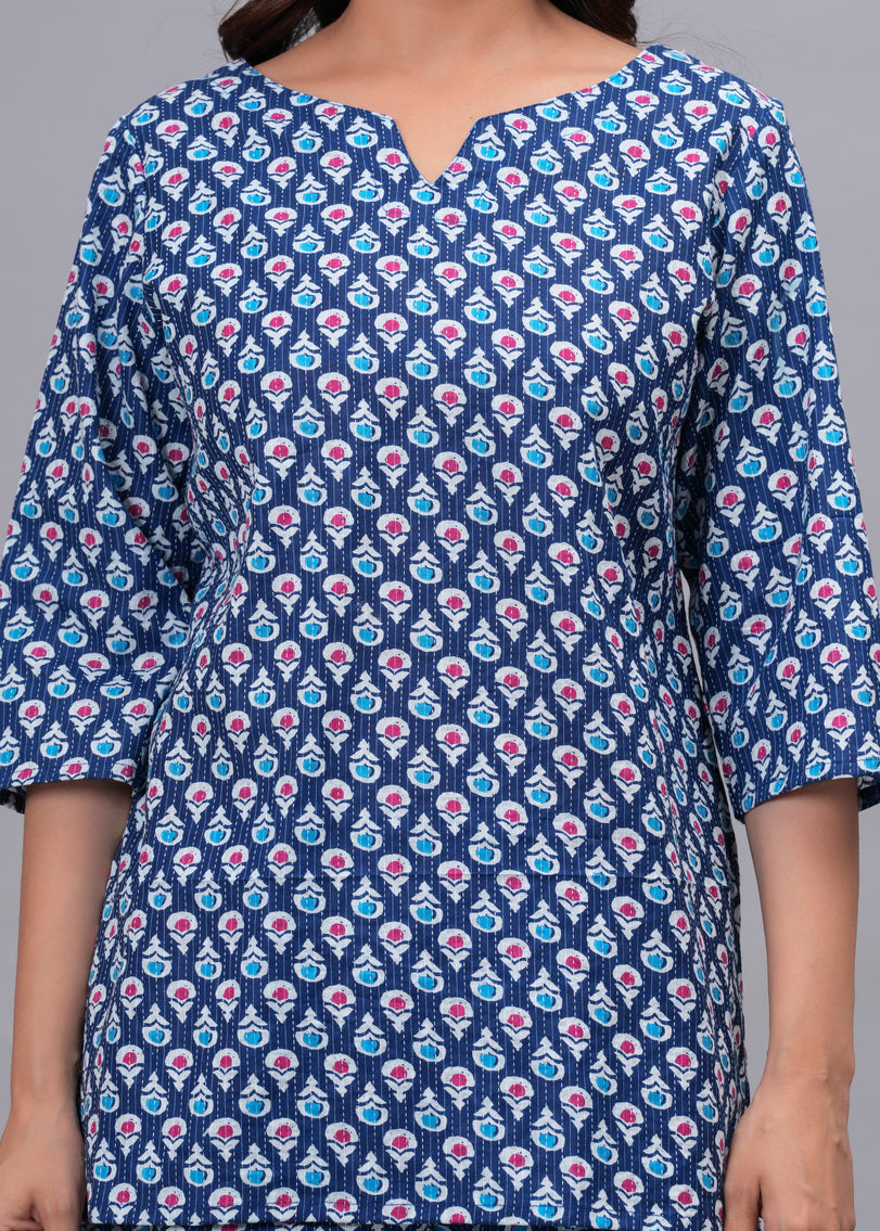 Women Blue & Multi-coloured Printed Pure Cotton Co-Ord Set