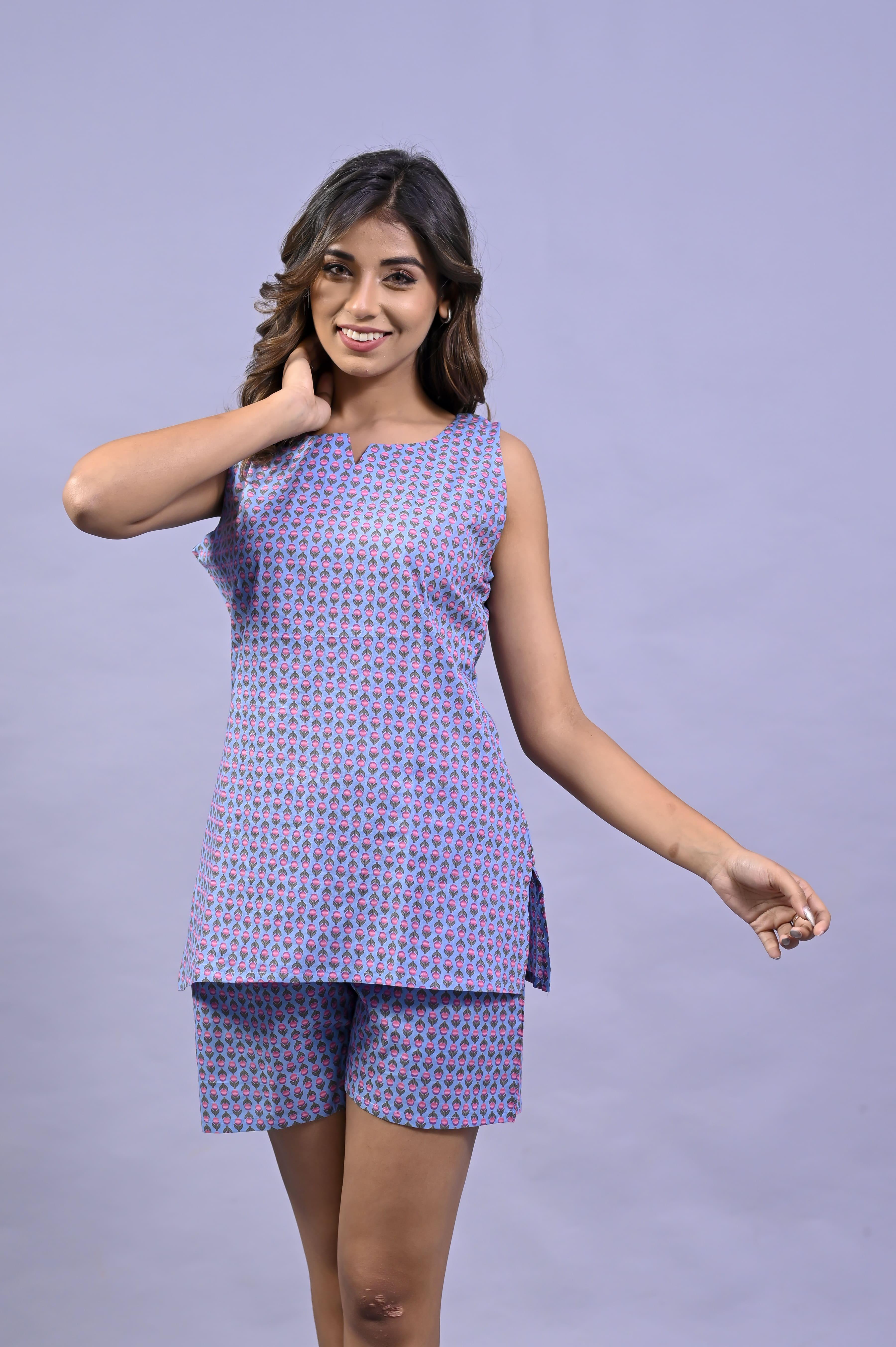 Ethnic Motifs Printed Pure Cotton Night Suit ROOPWATI FASHION
