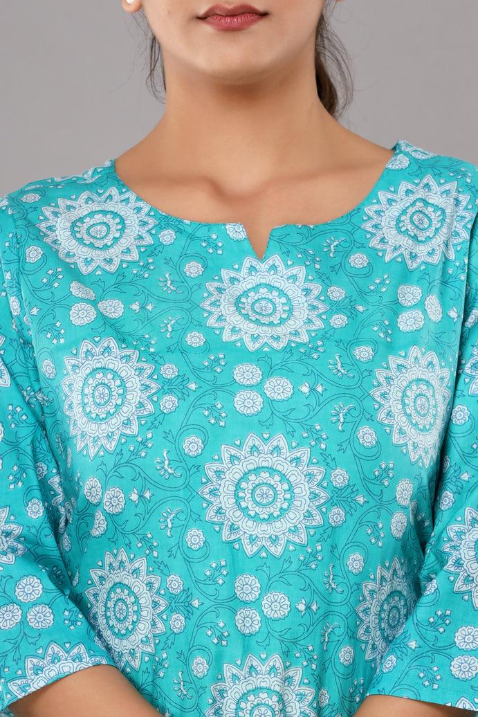 Floral Printed Pure Cotton Co-Ord Set ROOPWATI FASHION