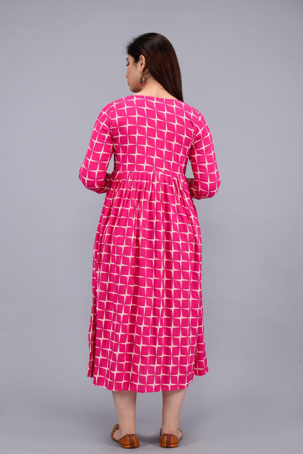 Geometric Printed A-Line Maternity Dress ROOPWATI FASHION