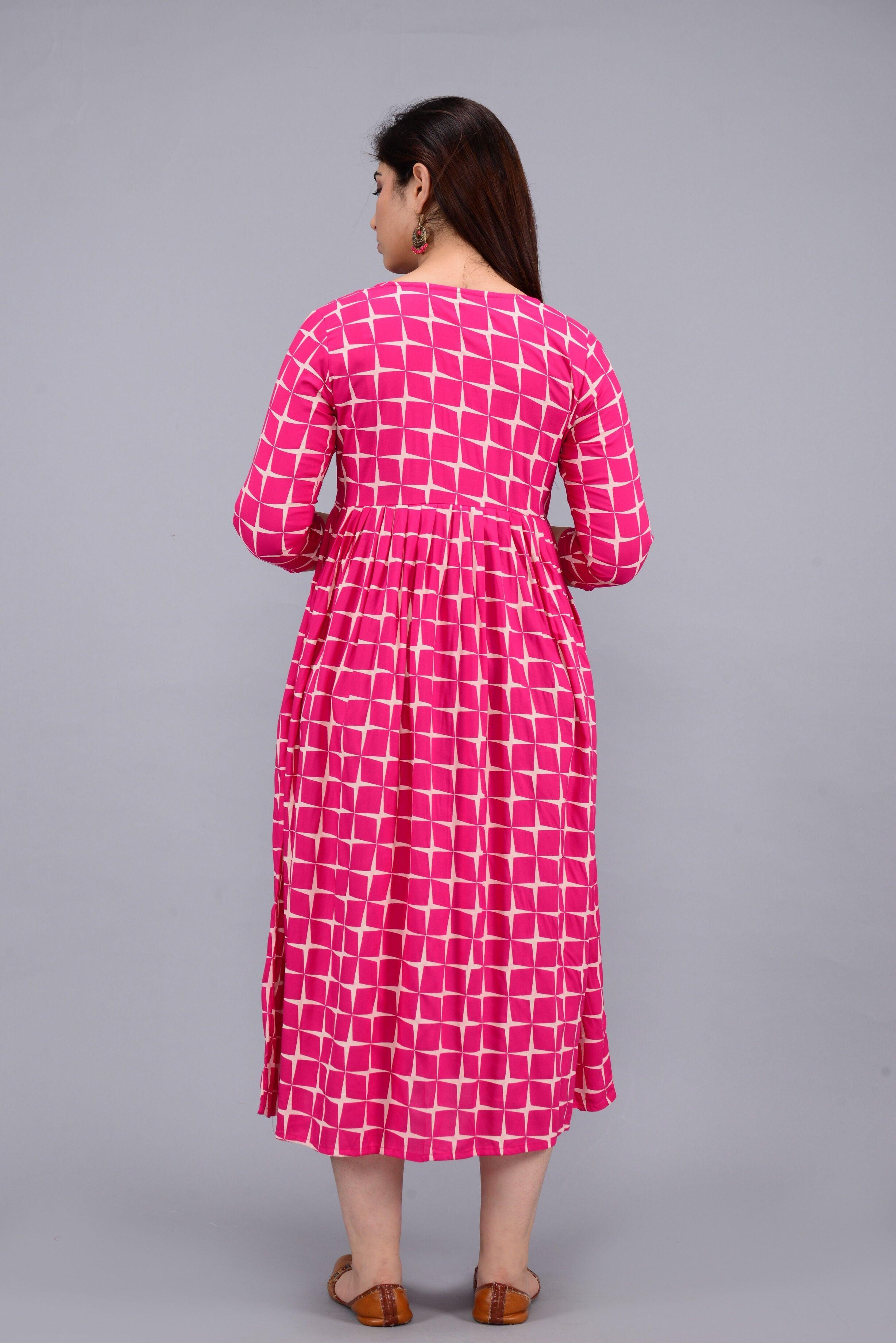 Geometric Printed A-Line Maternity Dress ROOPWATI FASHION