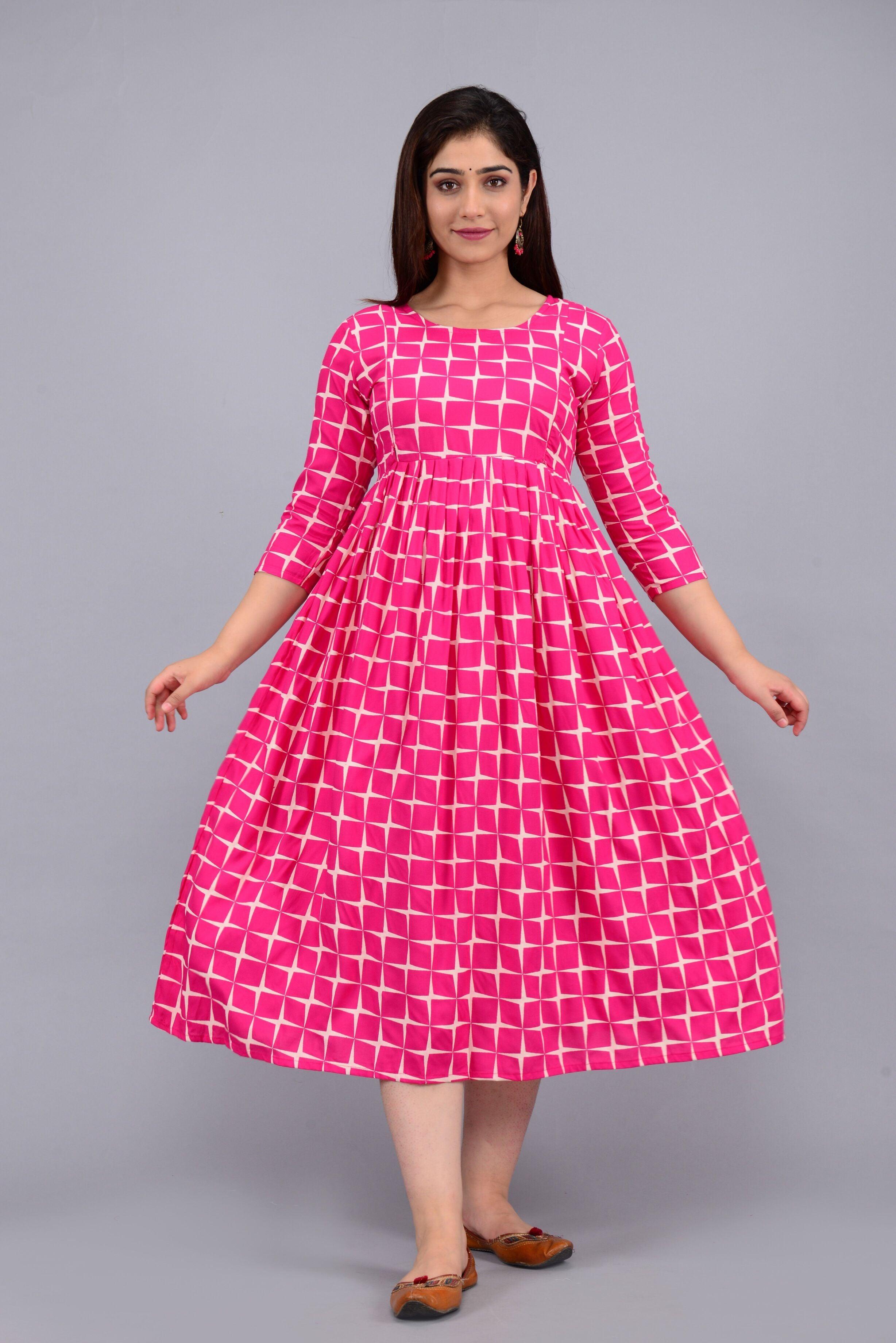 Geometric Printed A-Line Maternity Dress ROOPWATI FASHION
