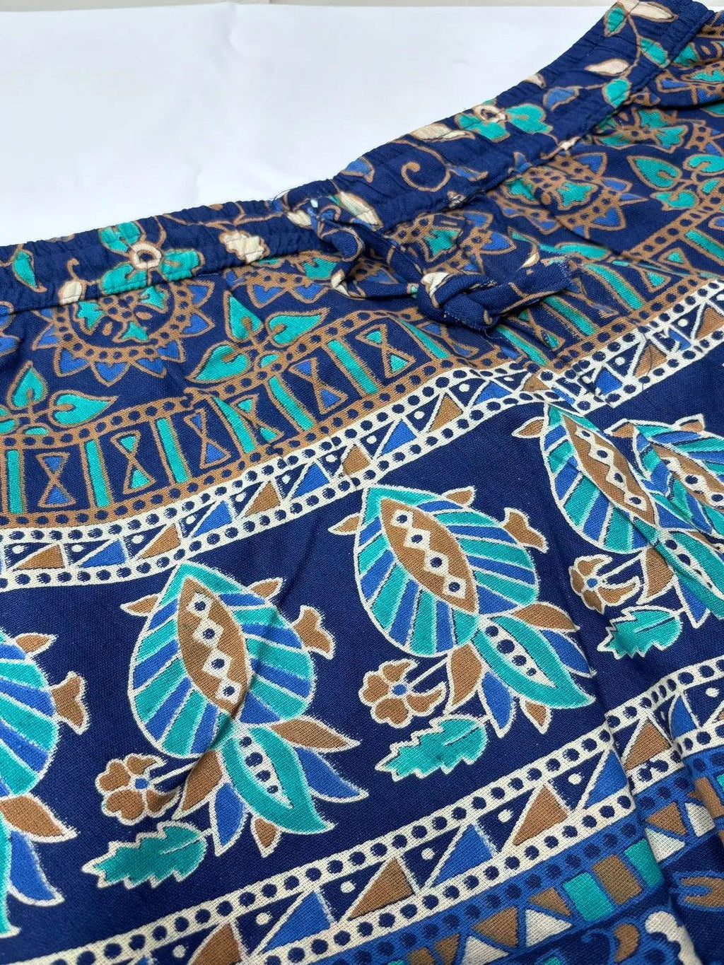 Women Navy Blue Ethnic Motifs Print Flared Palazzos ROOPWATI FASHION