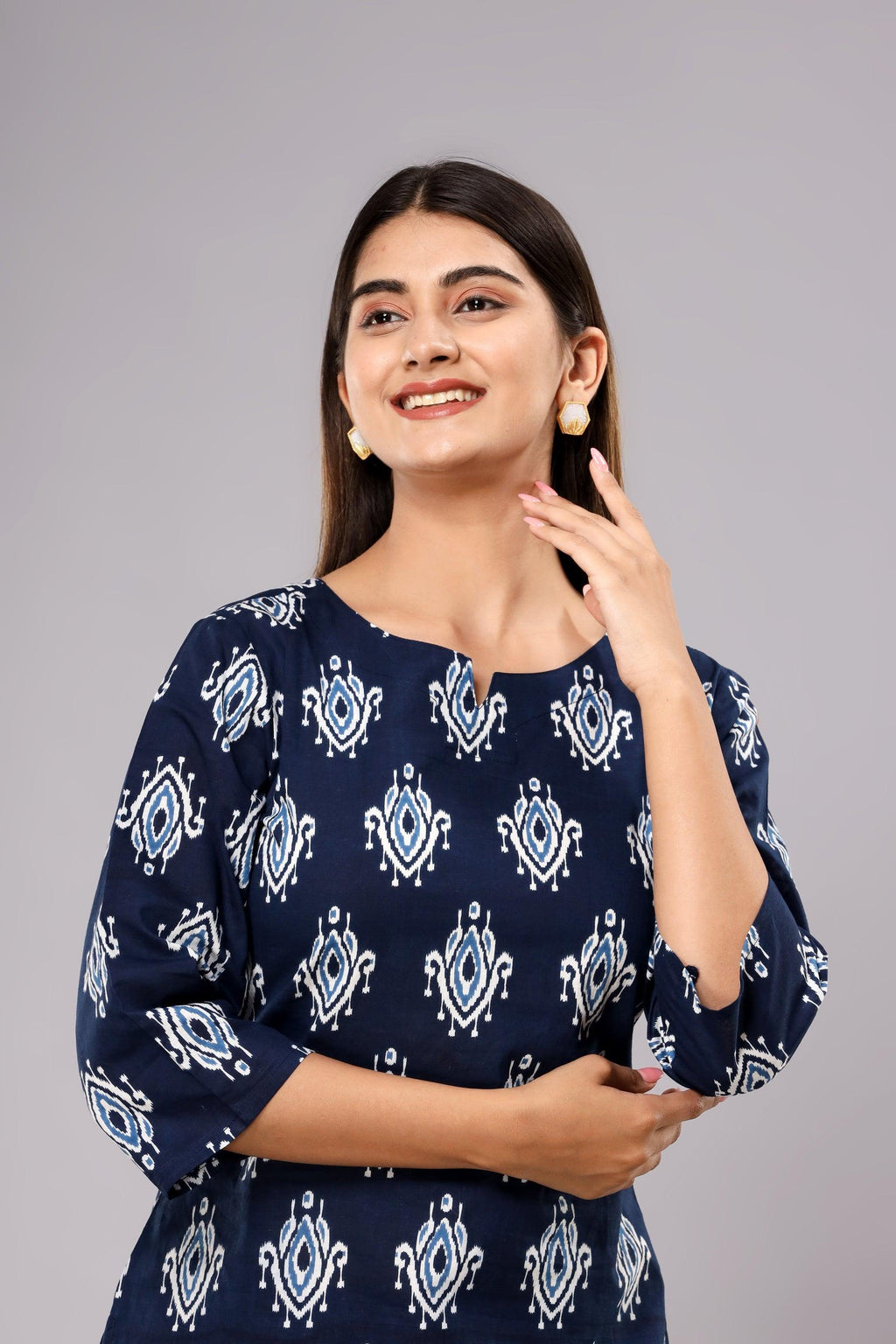 Floral Printed Royal Navy Blue Cotton Night suit ROOPWATI FASHION