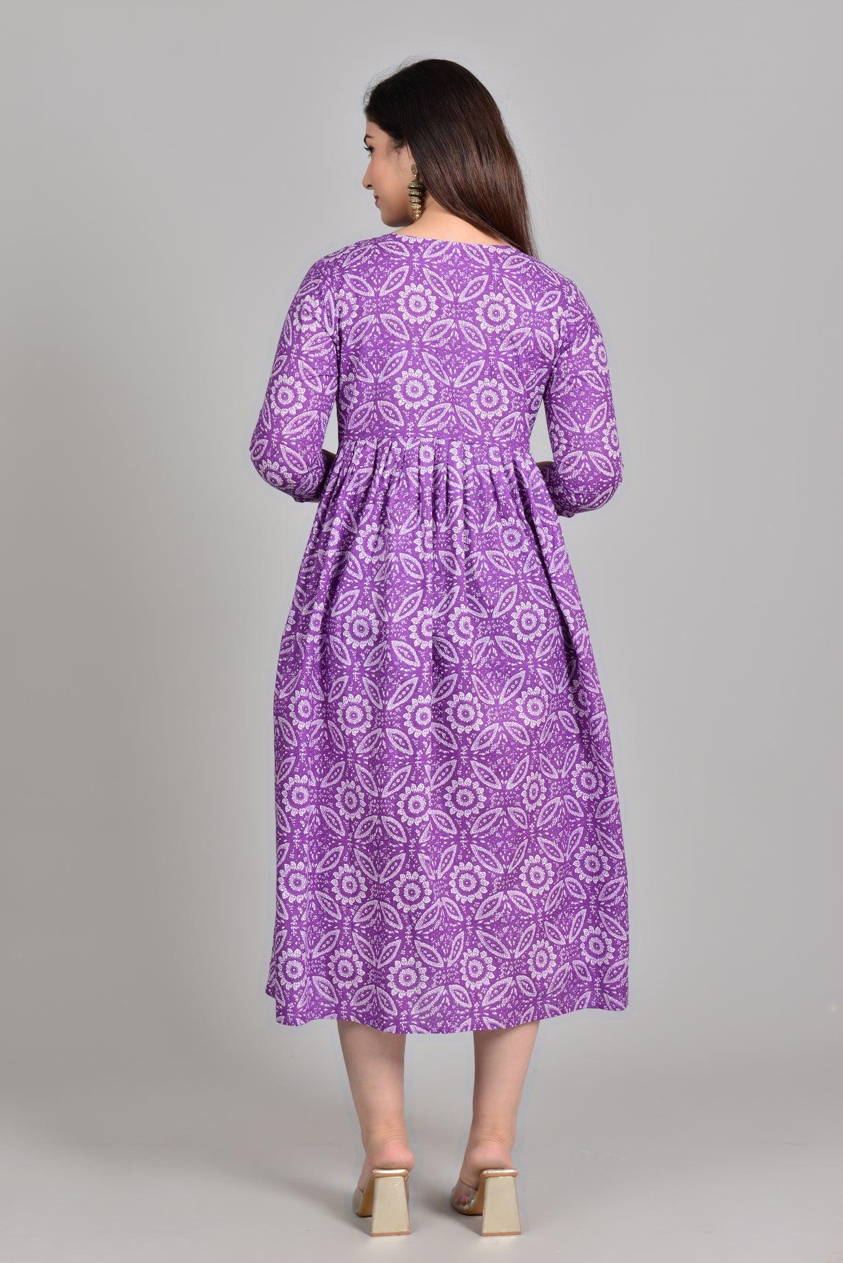 Women Floral Printed Pure Cotton Maternity Feeding Anarkali Kurti ROOPWATI FASHION