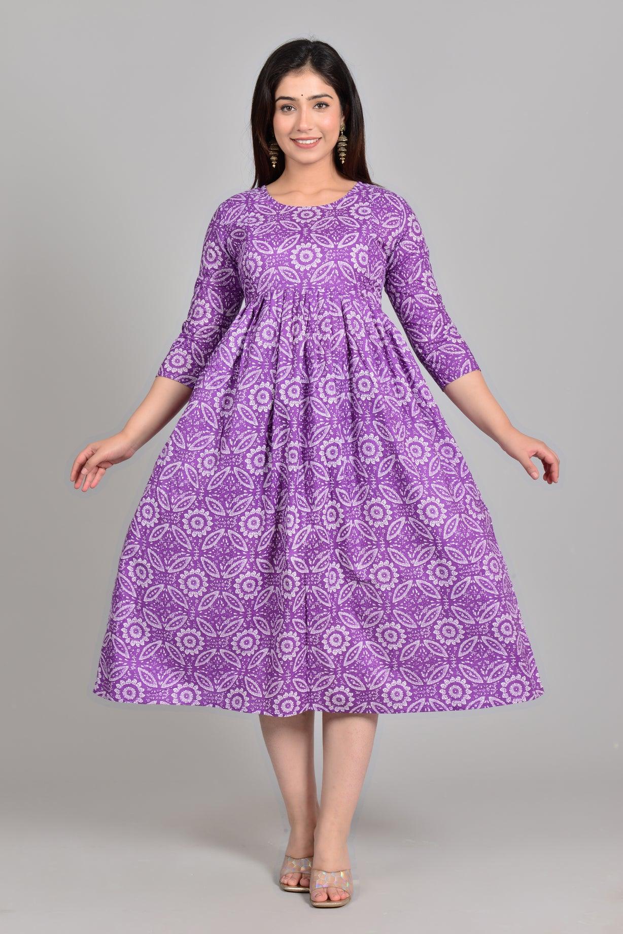 Women Floral Printed Pure Cotton Maternity Feeding Anarkali Kurti ROOPWATI FASHION