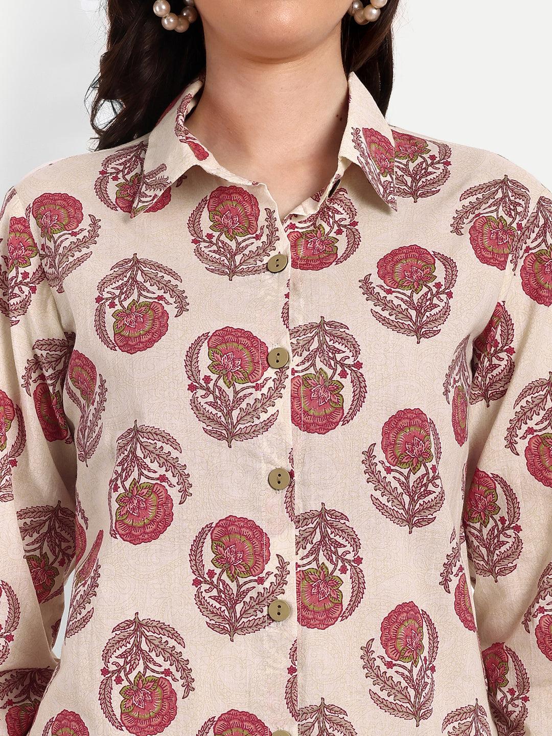 Printed Pure Cotton Shirt & Palazzo Co-Ord Set ROOPWATI FASHION