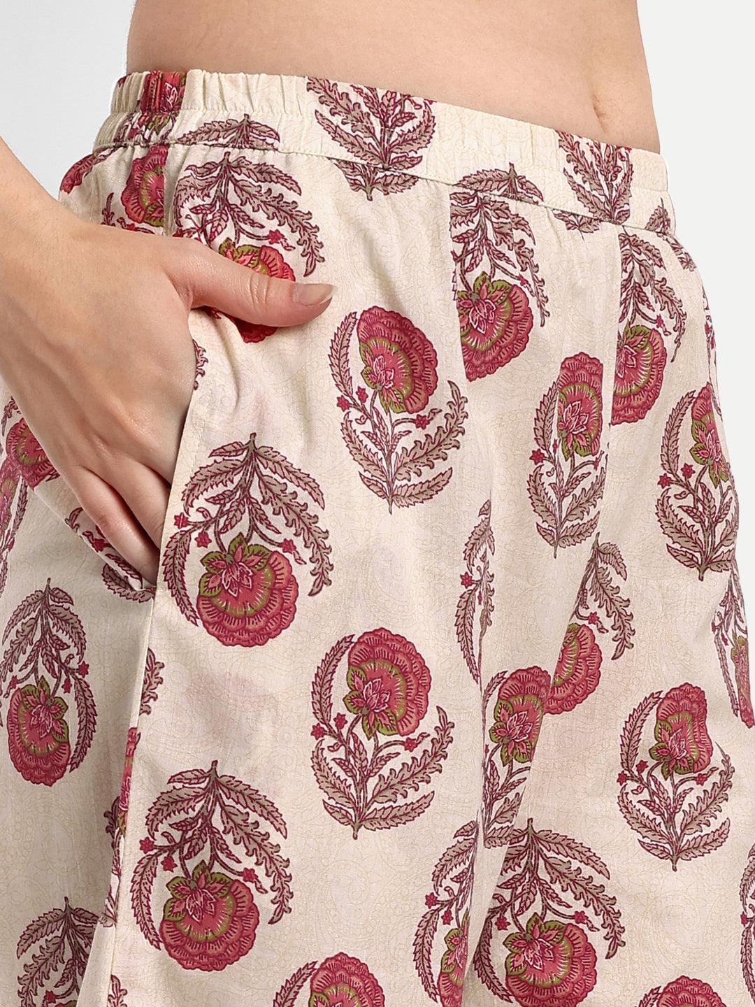 Printed Pure Cotton Shirt & Palazzo Co-Ord Set ROOPWATI FASHION